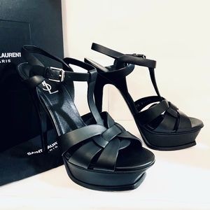 Saint Laurent TRIBUTE 105 Black Platform Sandal
